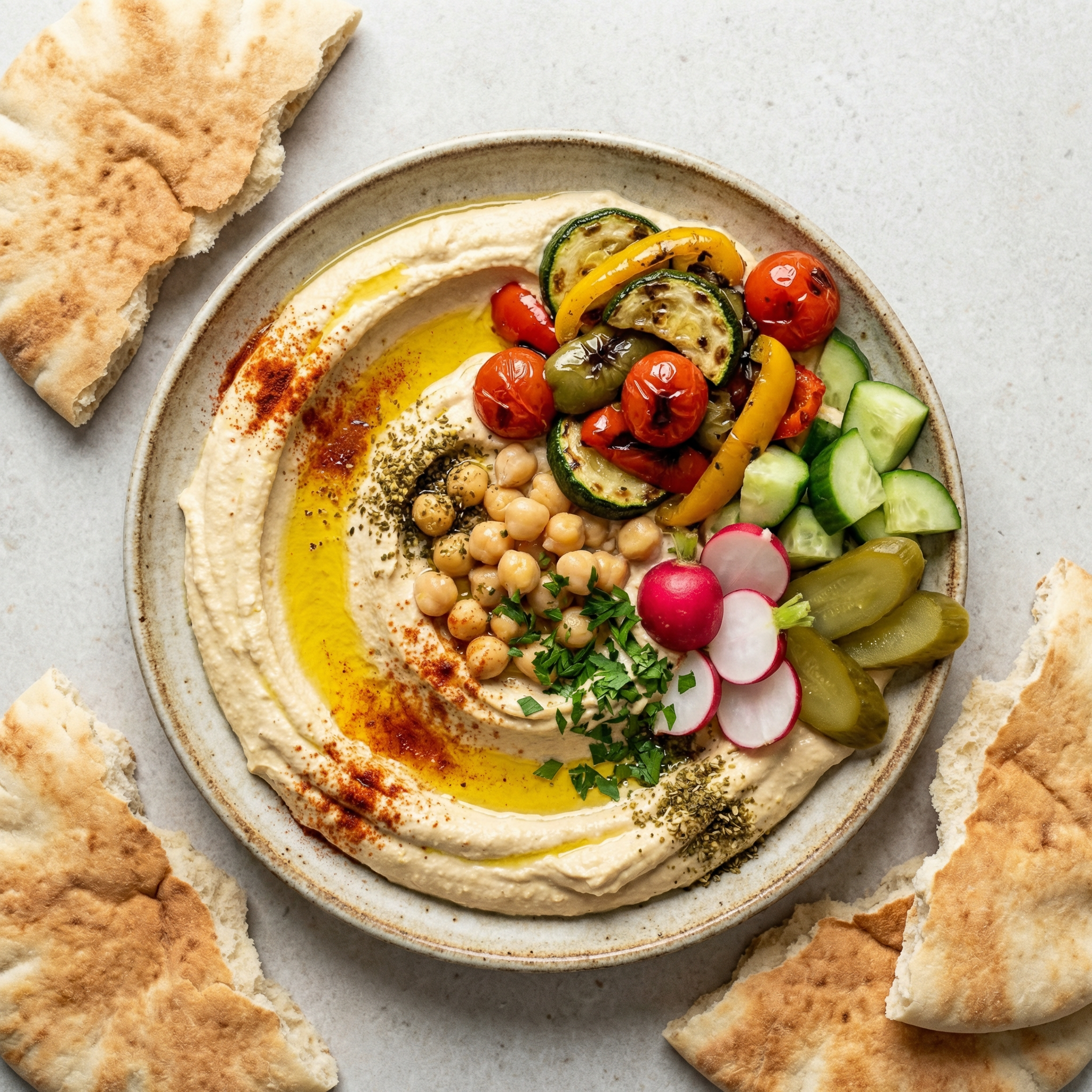 Hausgemachter Hummus mit Falafel
