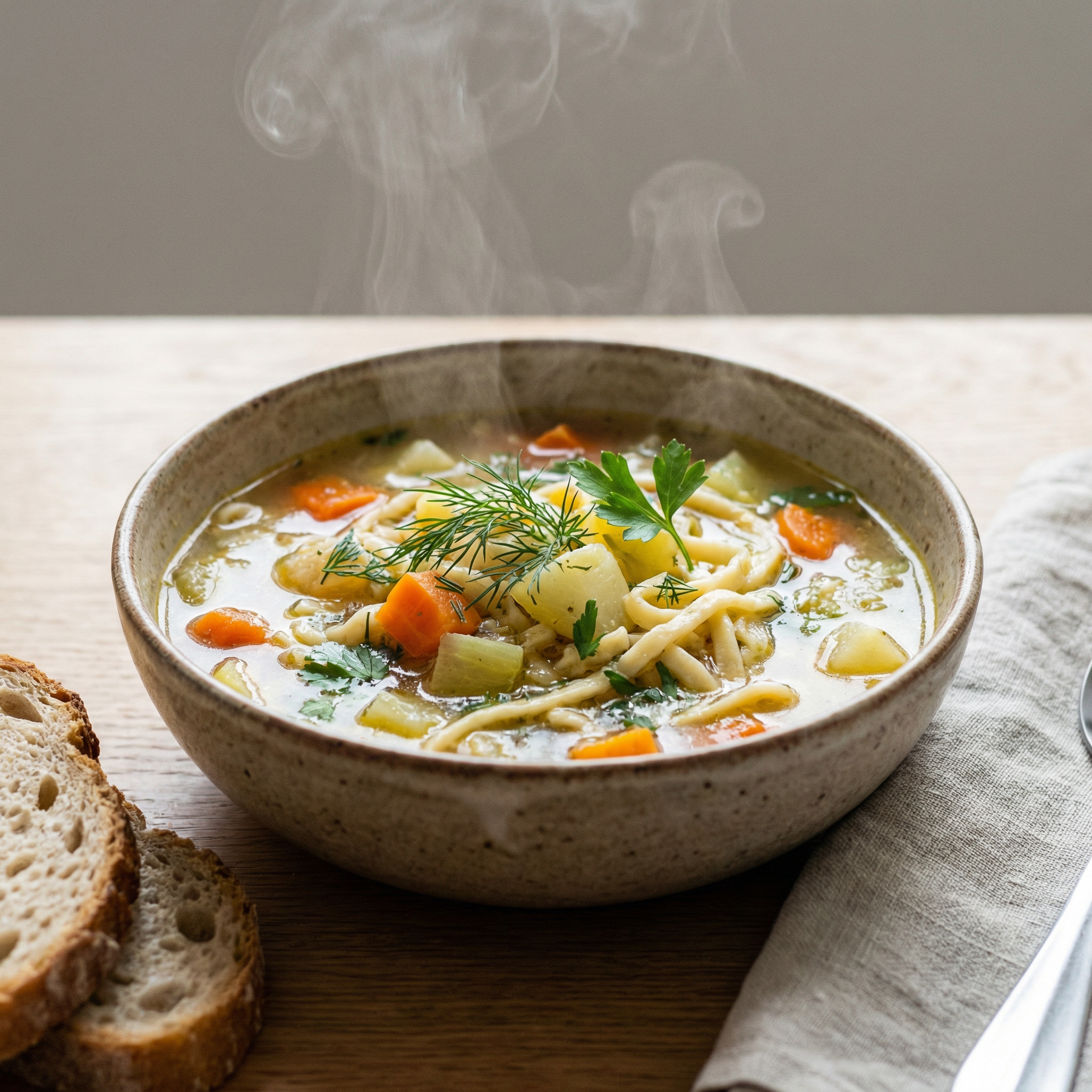 Hausgemachte Rindfleischsuppe mit Einlage